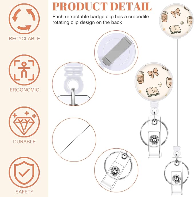 3 Set Badge Holder Retractable Reel Book Pattern ID Badge Holders - Image 3