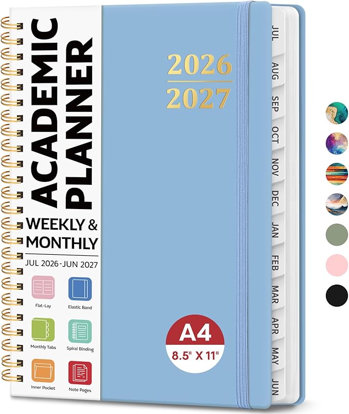 8.5" x 11" Academic Planner 2026-2027, Weekly & Monthly Calendar Planner Book by JEJEGO