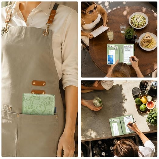 Green Floral Server Book for Waitress Book - Image 4