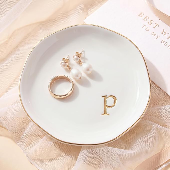 Ceramic Jewelry Tray, Personalized Initial Jewelry Dish by GIVITASOT