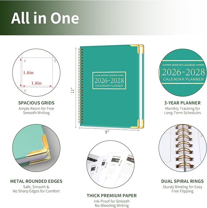 Monthly Planner 2026-2028, Hardcover 3 year calendar 2026-2027-2028 Calendar - Image 2