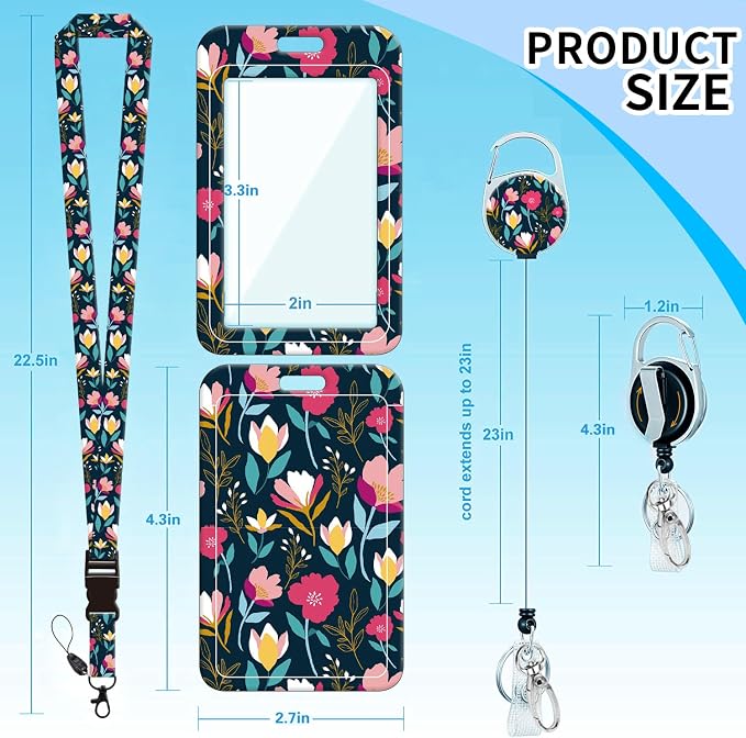 Badge Lanyard and ID Badge Holder, Retractable Badge Reels - Image 2