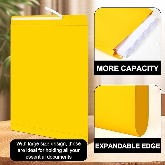 40 Pcs 14 x 18 x 2 Inch Large Expandable Catalog Envelopes Manilla Kraft Peel and Seal Envelopes Light Large Mailing for Office Home Documents Magazines Photos Storage Organizing-DeskLoop Office