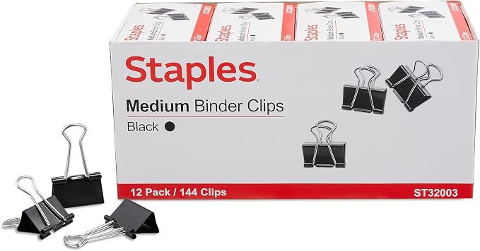 Staples Binder Clips, Medium Size, 288 Pack – Standard Clips by Staples