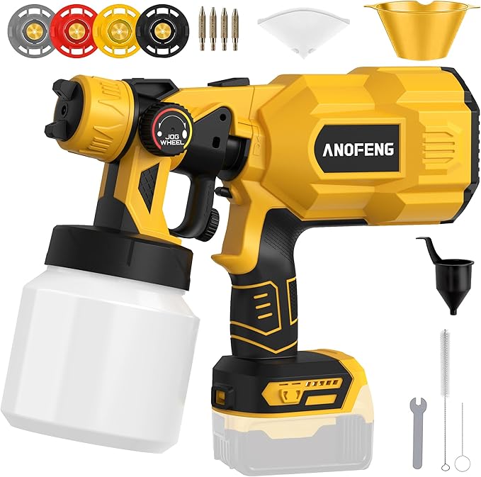 200W Cordless Airless Paint Sprayer for Dewalt 20V MAX Battery, Electric HVLP Spray Paint Gun with 1200ML Container, 4 Copper Nozzles,3 Patterns for Fence, Cabinets, Wall etc. (Battery Not Included)-DeskLoop Office