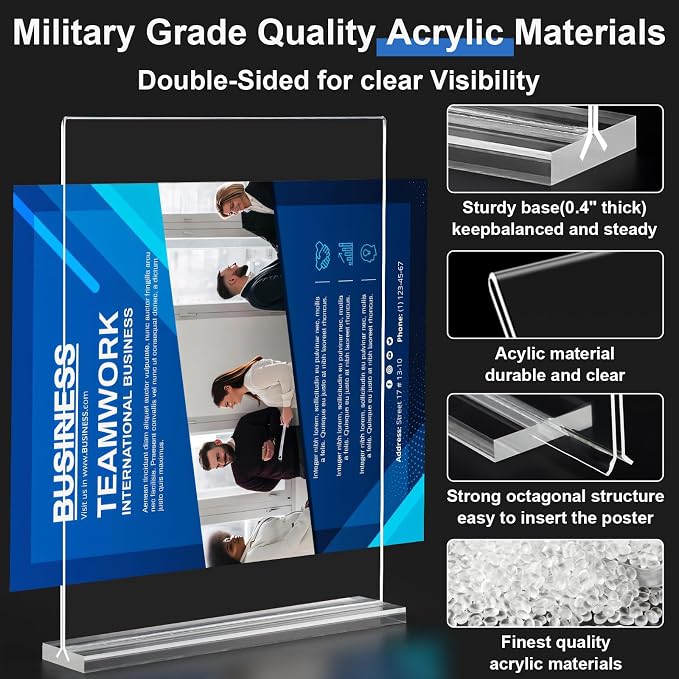 Acrylic Sign Holder 8.5 x 11, 10 Pack Clear Sign Holder Double Sided Table Menu - Image 2