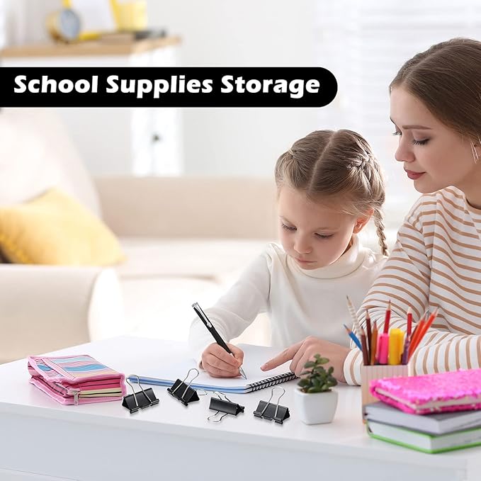 Yexiya 300 Pcs Medium Binder Clips Paper Med Clips Office Supplies Paper Clamps for Teachers Students School Office Business Paperwork Supplies (Black, 1.25 Inch)-DeskLoop Office