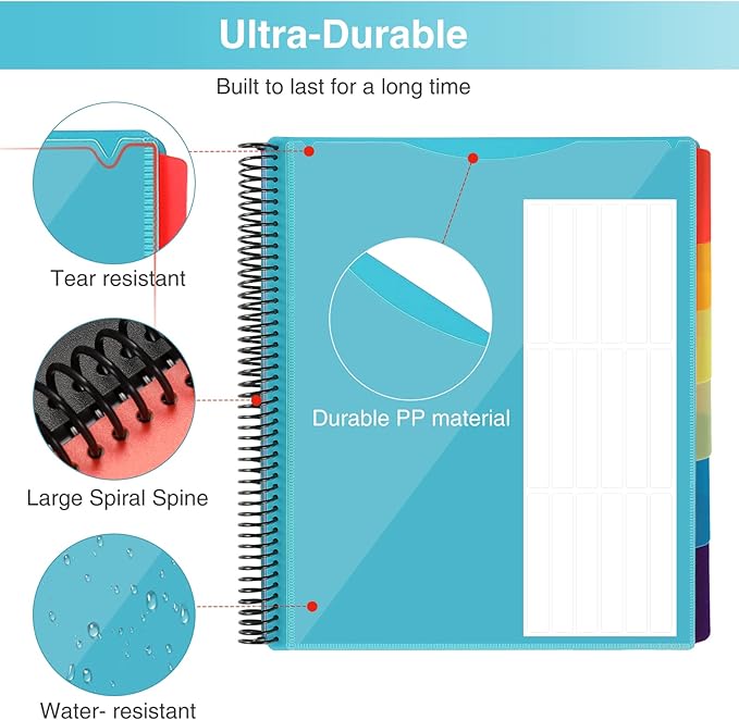 Forvencer 12 Pocket Project Organizer, 1/6-cut Tab Binder Organizer - Image 3