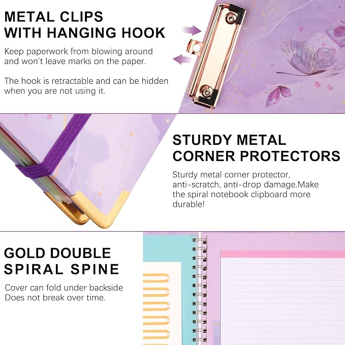 HWPRATO Spiral Clipboard Folio Letter Size Clipboard Folio 5 Dividers - Image 3