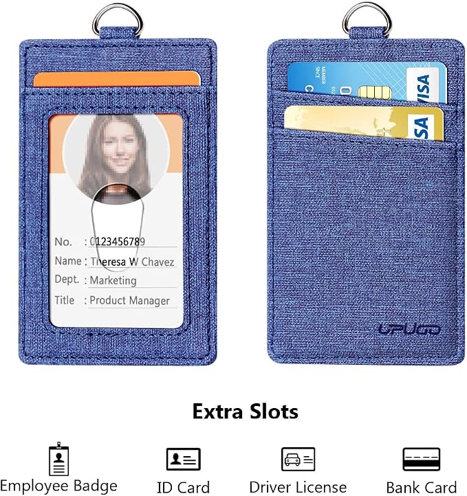 Leather Badge Holder and Adjustable Retractable Lanyards, Quick Release Buckle - Image 3