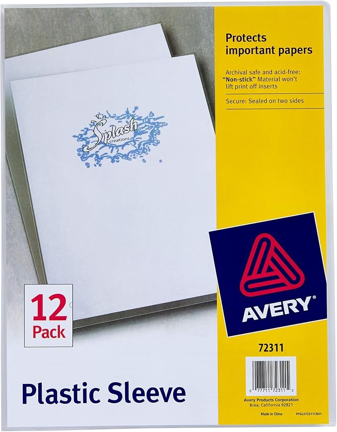 Avery Plastic Document Sleeves, Holds up to 20 Sheets, 12 Clear Sleeves by Avery