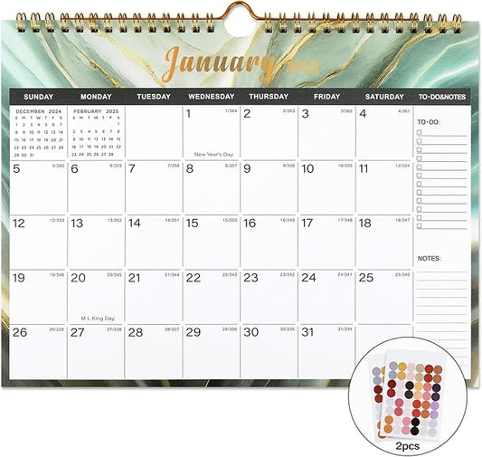 Lbylyhxc 2025-2026 Calendar - 18 Monthly Wall Calendar 2025-2026 from January 2025 to June 2026, 11 x 8.5 Inches.Thick Paper with Julian Dates and Block for New Year and Christmas Presents (2025-2026 wall calendar veins)