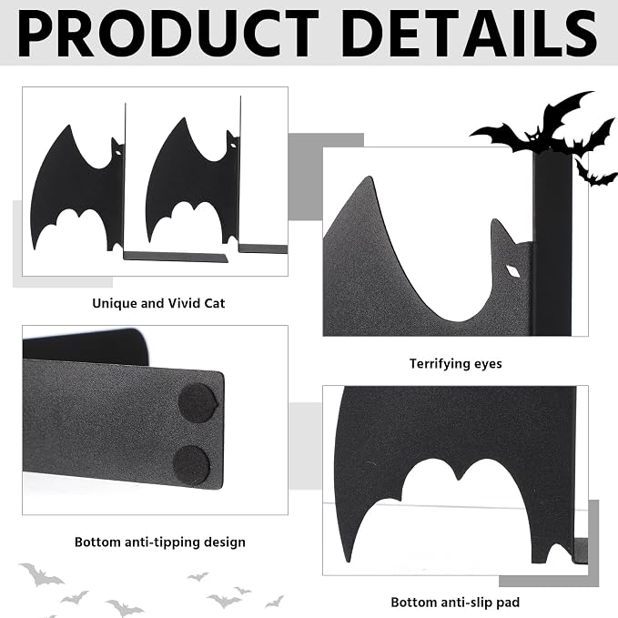 Geelin Metal Bat Bookends Set of 2 Styles Gothic Book Ends - Image 3
