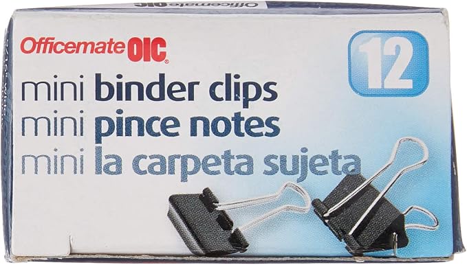 OIC Binder Clips, 1/4in. Capacity, Box Of 12 by Officemate+OIC