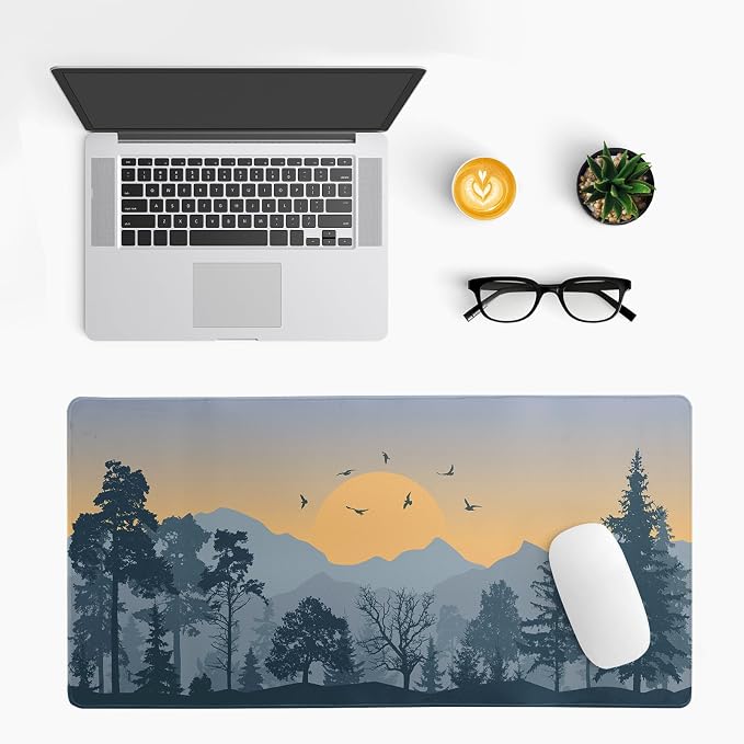 Mountain Gaming Mouse Pad 27.6x11.8 Inch Forest Large Mousepad Extended Grey - Image 3
