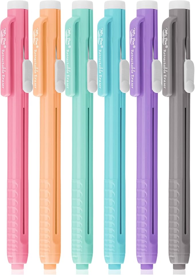Mr. Pen- Retractable Mechanical Eraser Pens, 6 Pack, Vibrant Colors | by MrPen