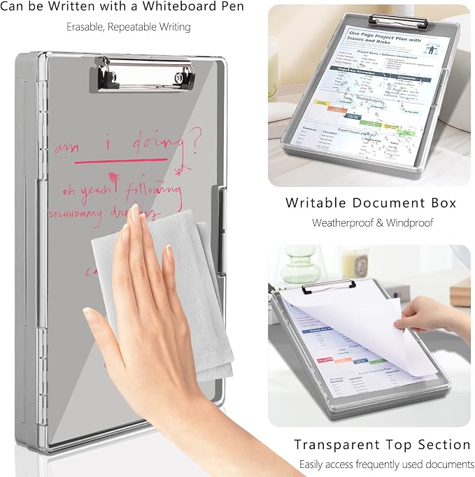 SFLHHDM Clipboard with Storage, Heavy Duty Clip Boards 8.5x11 with 2 Storage - Image 4