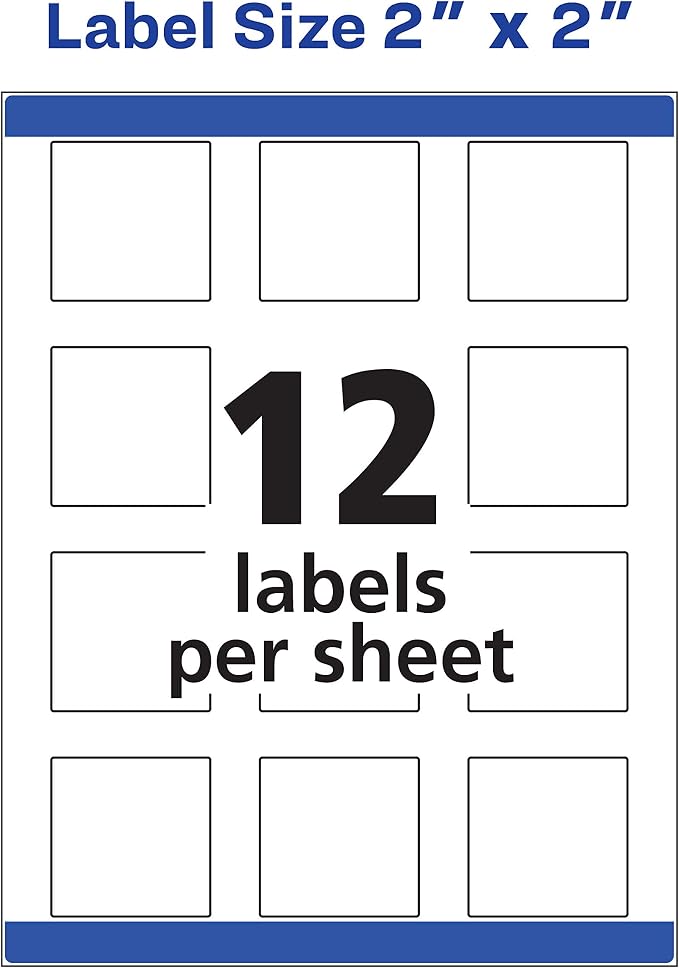 Avery Printable Square Labels, Matte White, Laser & Inkjet Compatible, 300 - Image 8