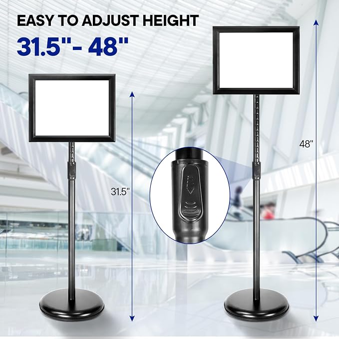SENZHIYI Heavy Duty Poster Sign Stand Holder Adjustable Snap Open Aluminum - Image 6