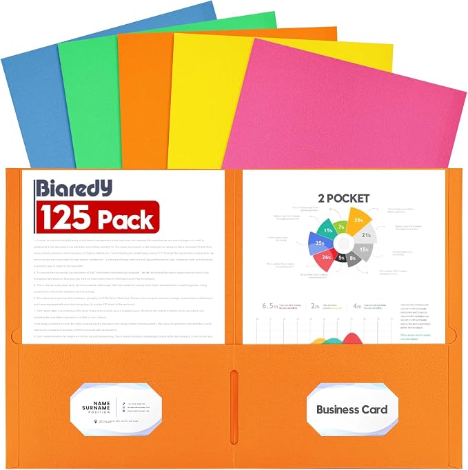 Two Pocket Folders, 125 Pack Bulk Letter Size 8.5" x 11" Folders by Unknown