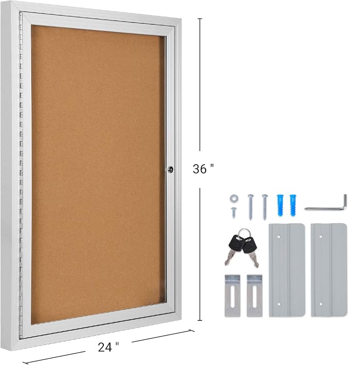 INNOVART Enclosed Bulletin Board 36”x24”, Lockable Cork Noticeboard - Image 2