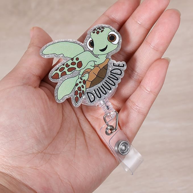 Funny Turtle Nurse Badge Reel, Cute Work Badge Holder - Image 4