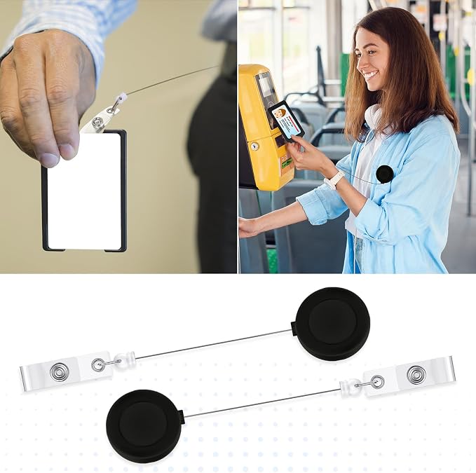 Zonon 3 Pcs Retractable Badge Reel Clips ID Card Holder Reel - Image 7