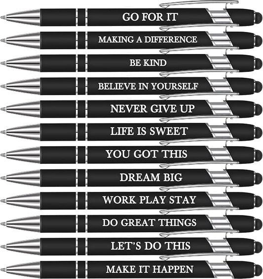 Zonon 12 Pcs Inspirational Pens Bulk Funny Ballpoint Pen by Zonon