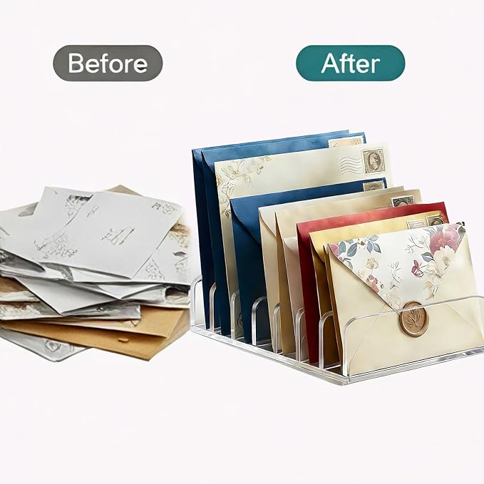 2 Pcs Acrylic Mail Organizer, 7 Slots Mail Holder, Mail Organizer - Image 3