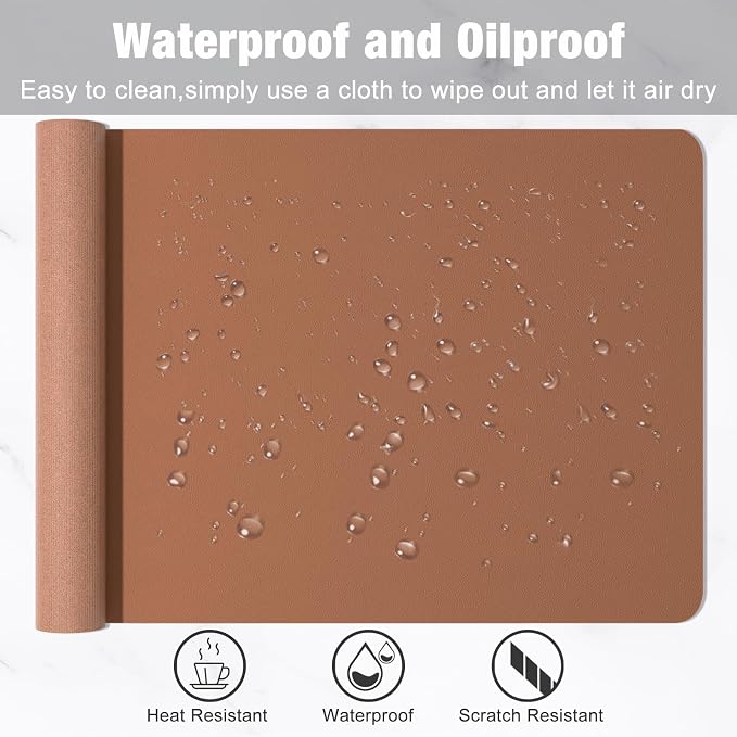 Hsurbtra Desk Pad, 35.5" x 17" PU Leather Desk Mat, XXL Extended Mouse Pad - Image 5