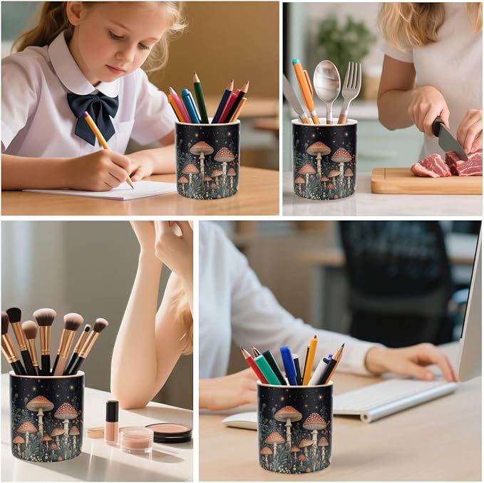 Cute Pen Pencil Holder for Desk, Durable Ceramic Organizer Decor for Room - Image 2