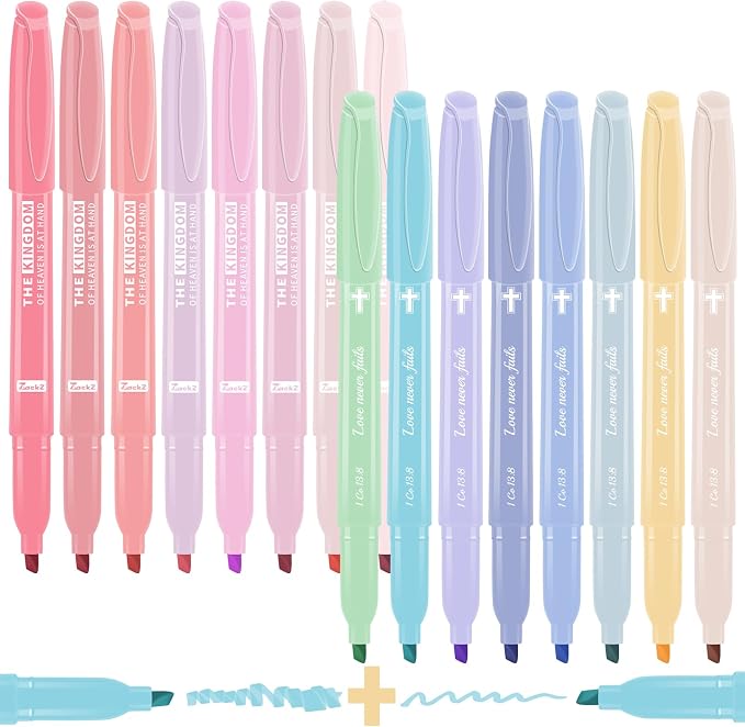 Pastel Bible Highlighter Markers 16 Pack, No Bleed, Cute Aesthetic Highlighters by 7-ackz