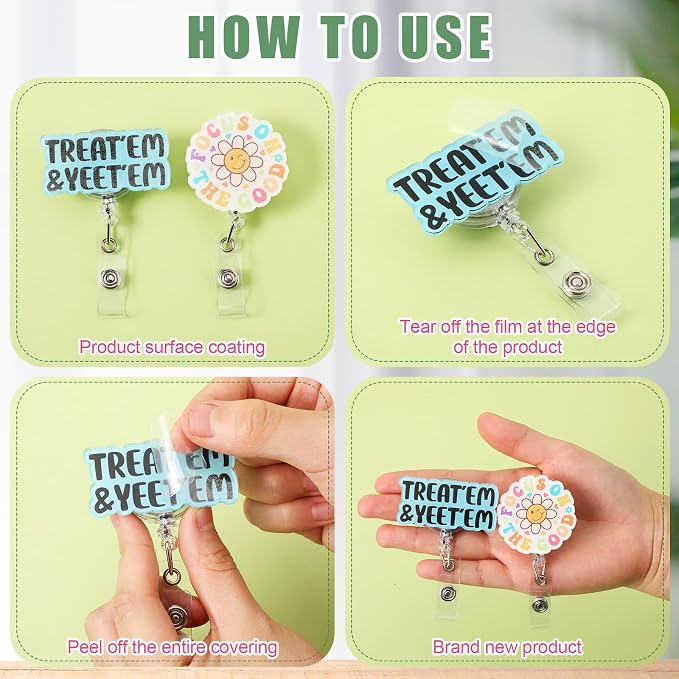 Feifeiya 24 Pcs Funny Badge Reel Nurse Cute Retractable Name ID Clip Badge - Image 6