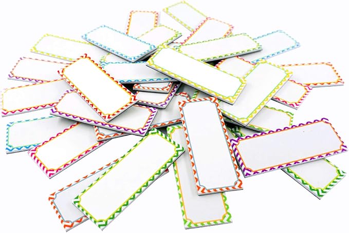 Magnetic Dry Erase Labels Name Plates White Board 40 Labels 8 Colors, 2.2" x1.2" by SpriteGru