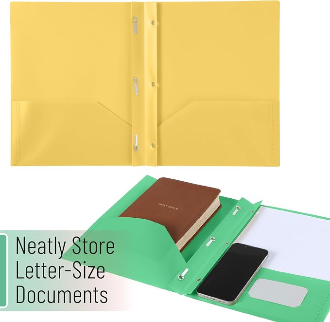 Mr. Pen- Plastic Folders with Pockets and Prongs, 5 Pack, Letter Size | Retro - Image 7