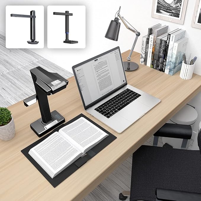 CZUR Assistive Cover 13.14-inch with Adjustable Hook&Loop Splash Resistant,PVC Material Cover for CZUR Book Scanner, Office&Home-Black-DeskLoop Office