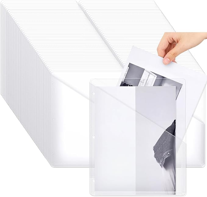 Seajan 200 Pcs Pocket Folders for 3 Ring Binder Clear Plastic Folders Sleeves by Seajan