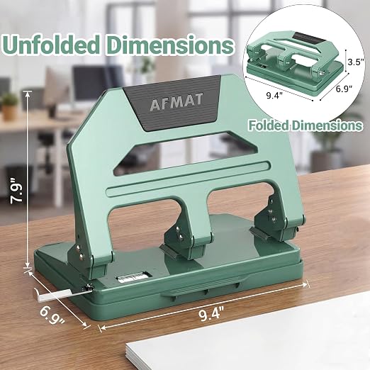 AFMAT Heavy Duty 3 Hole Puncher, 40-Sheet Three Hole Punch Heavy Duty, 50% - Image 7