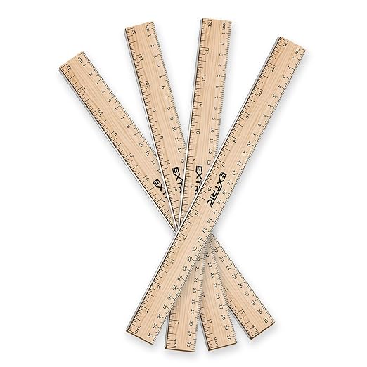 Rulers 4 Pack - Rulers 12 Inch, Wood Ruler by EXTRIC