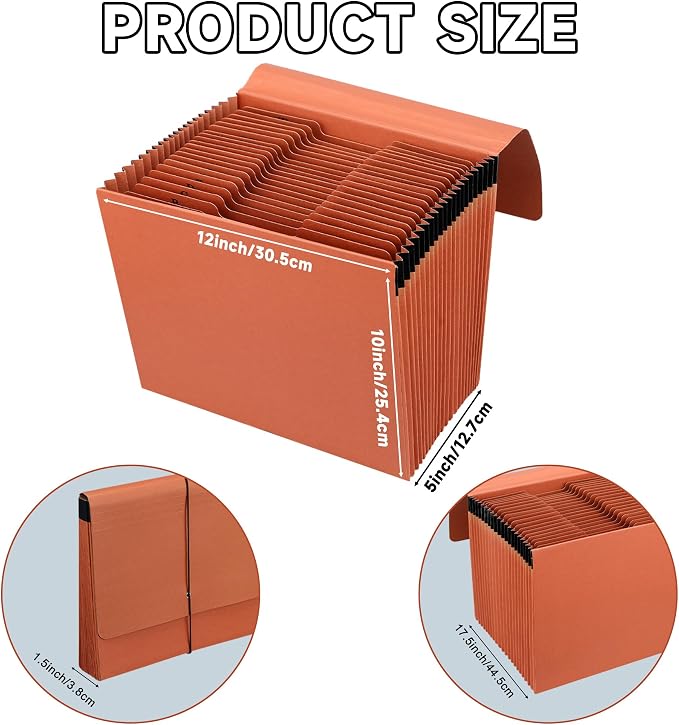 3 Packs Heavy Duty Expanding File Folder Organizer, 21 Pockets Accordion File - Image 2