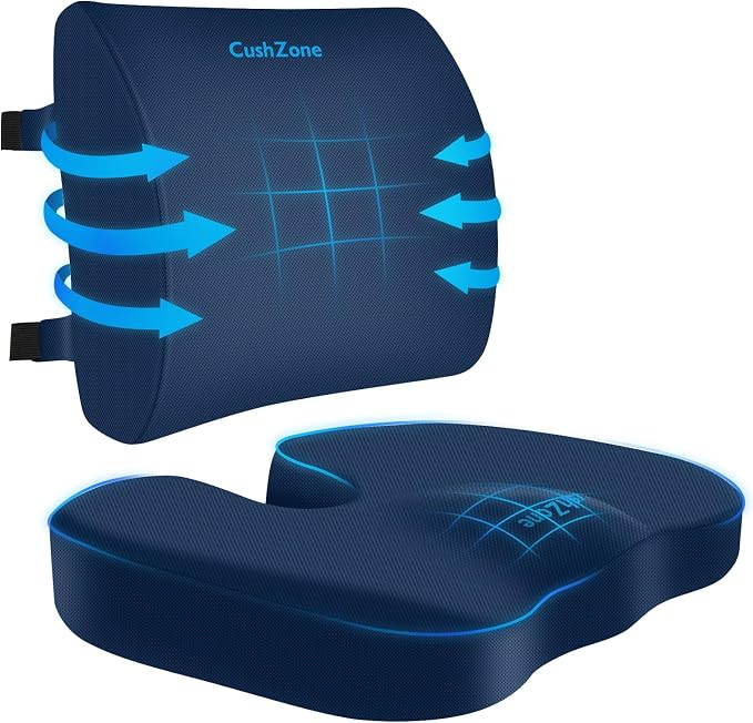 CushZone Seat Cushion, Lumbar Support Pillow by CushZone