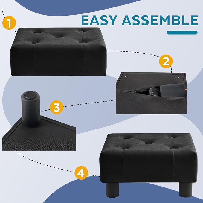 Small Foot Stool Ottoman, Velvet Footstool Ottoman Foot Rest - Image 6
