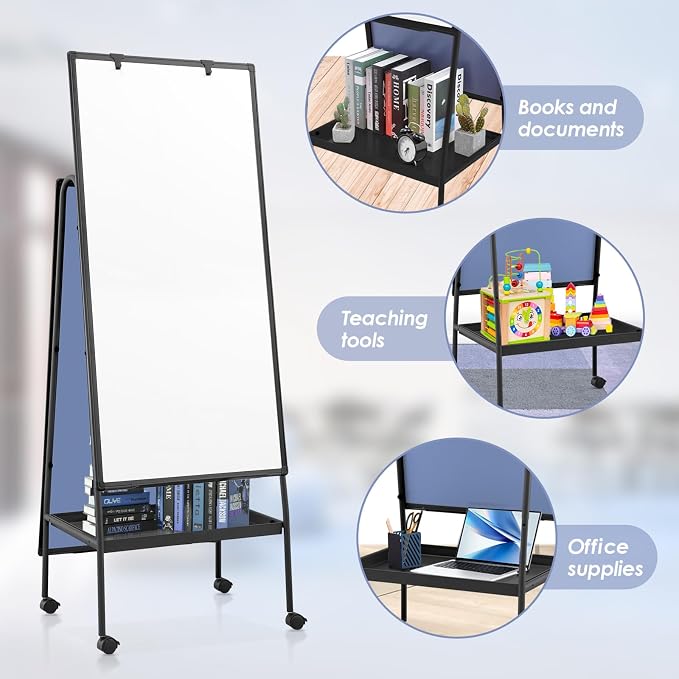 MAKELLO Rolling Whiteboard on Wheels 48x24 in, Double Sided Mobile White Board - Image 4