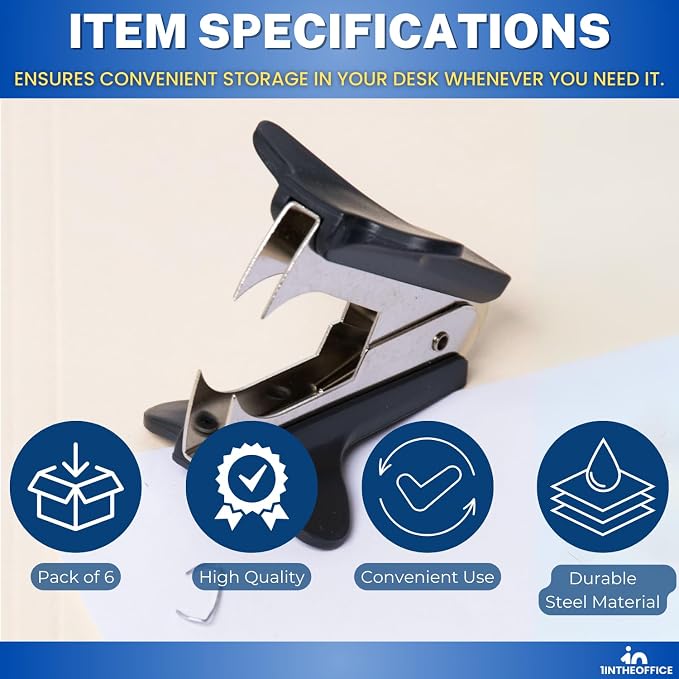 1InTheOffice Staple Remover, Claw Staple Remover, Staple Remover Tool, 6 Pack - Image 6