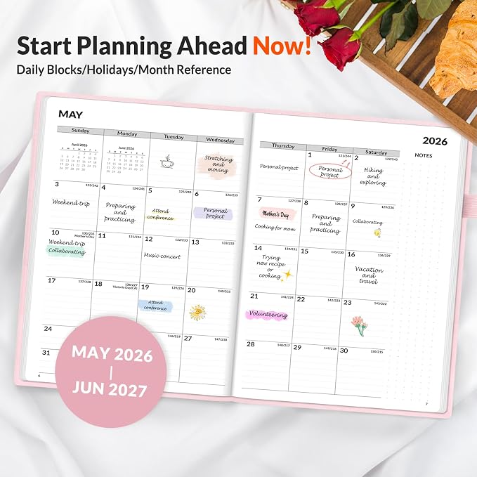 SUNEE 2026-2027 Weekly & Monthly Hardcover Planner 5.5" x 8.3" - Image 2