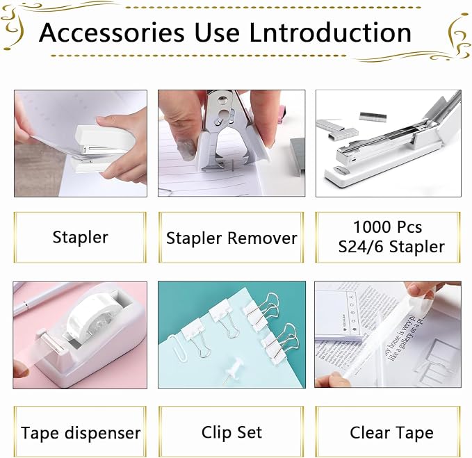 Office Supplies, Desk Accessories, Stapler and Tape Dispenser Set - Image 2
