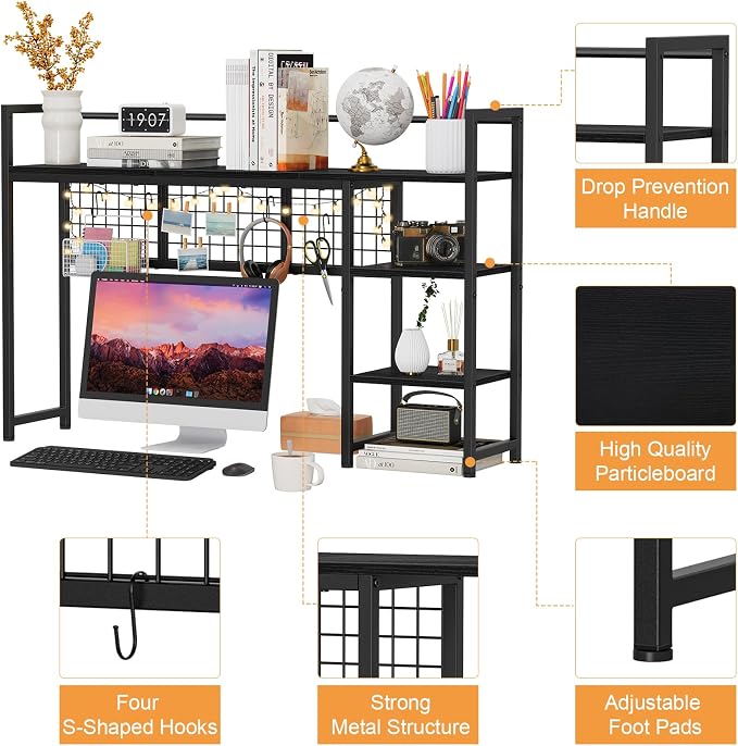 Snughome Desk Shelf, 44.9" Desktop Organizer Shelf, Desk Hutch - Image 8