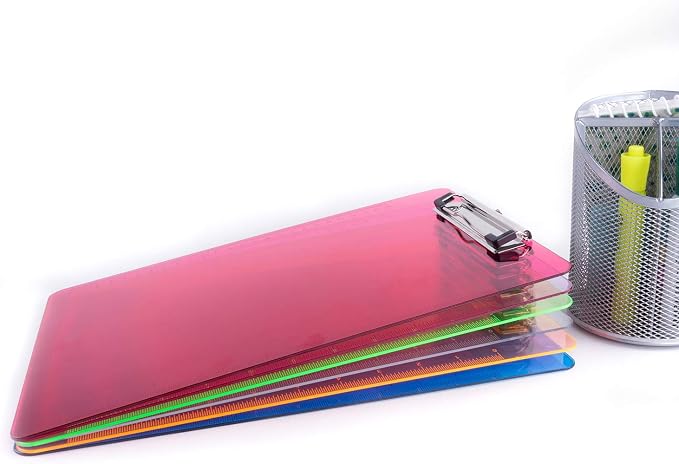Super Z Outlet Slim Plastic Transparent Thin Lightweight Colorful Fun Clipboard - Image 3