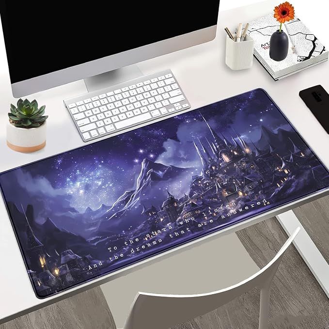 Purple Velaris Desk Mat Acotar Desk Mat Night Castle Fantasy Mouse Pad Large - Image 2