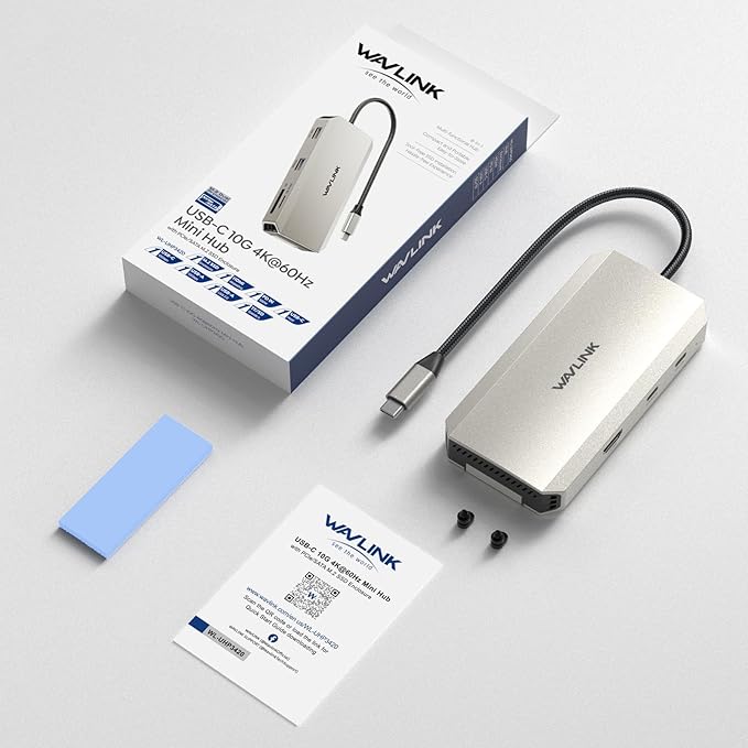 WAVLINK USB-C Hub, 10Gbps USB-C Hub with M.2 PCIe/SATA SSD Port, HDMI, 100W PD, USB-A&C 3.2/2.0, SD&TF Compatible with MacBook/Chromebook/Dell/HP/Lenovo-DeskLoop Office